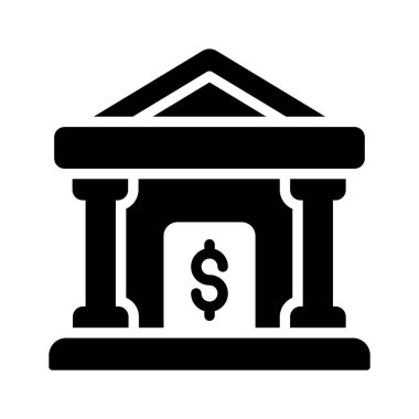 Bir banka binasının katı bir simgesi, düzenlenmesi kolay