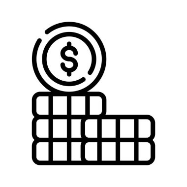 Dolarlar istiflenmiş paraları gösteren bir taslak biçim simgesi