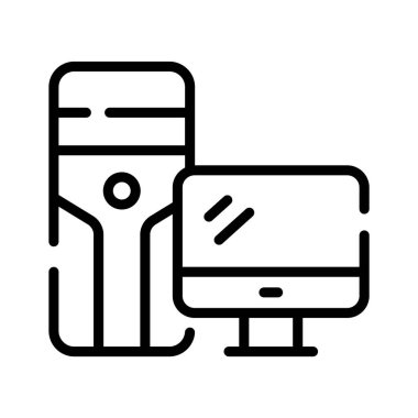 Modern masaüstü bilgisayarını gösteren bir taslak biçim simgesi