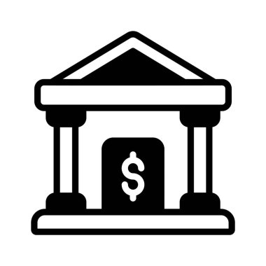 Bir banka binasının katı bir simgesi, düzenlenmesi kolay