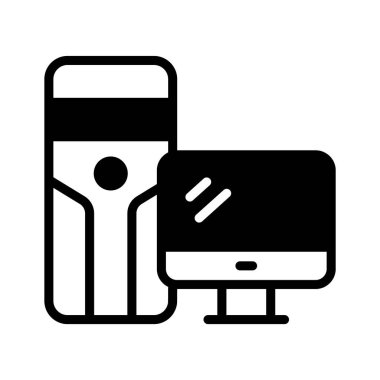 Modern masaüstü bilgisayarını gösteren bir kabartma biçimi simgesi