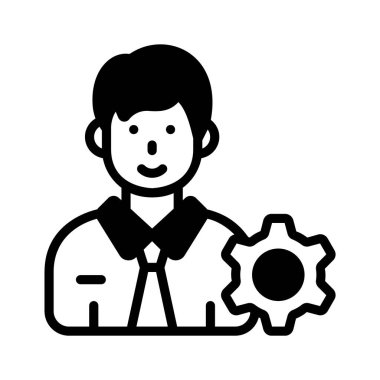 Kendine güvenen ofis yöneticisini gösteren dolu bir biçim simgesi