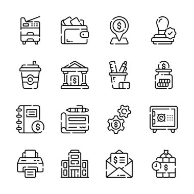 Muhasebe ve muhasebe satırı simgelerinin koleksiyonunu kullanmaya hazır