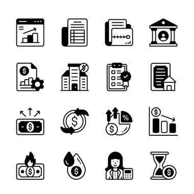 İş ve para planlama simgeleri tasvir eden çekici bir deste