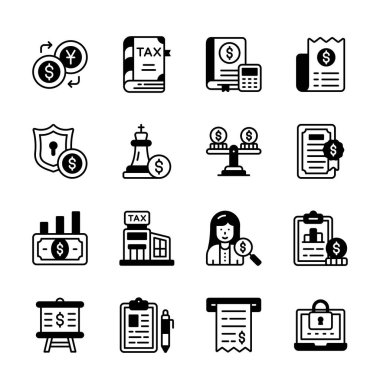 Para ve muhasebe çizgisi simgelerinin modern koleksiyonunu al