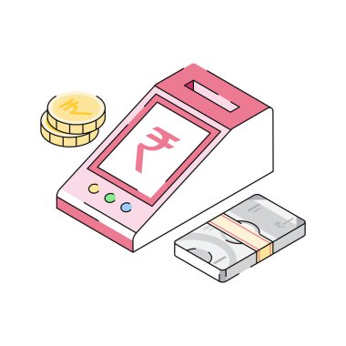 Fatura gönderme uçbirim aygıtını temsil eden premium izometrik simge