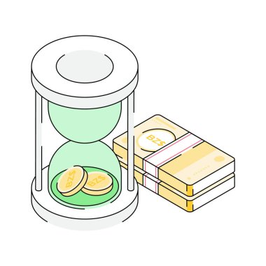 İnanılmaz bir izometrik simge zamanın para olduğunu gösteriyor