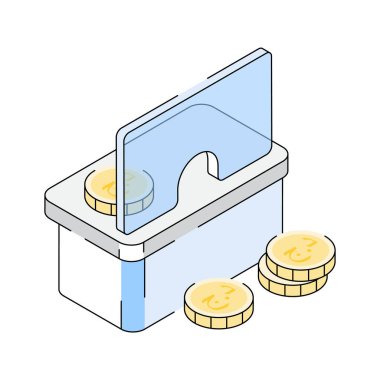 Değişim tezgahını temsil eden modern izometrik simge