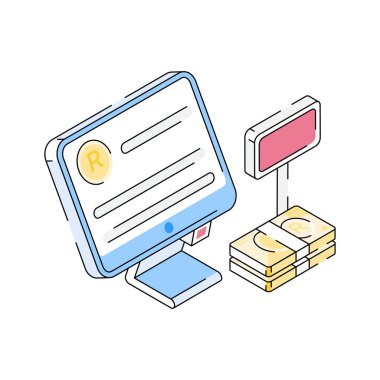 Çıkış sayacı ödemesinin modern izometrik simgesi