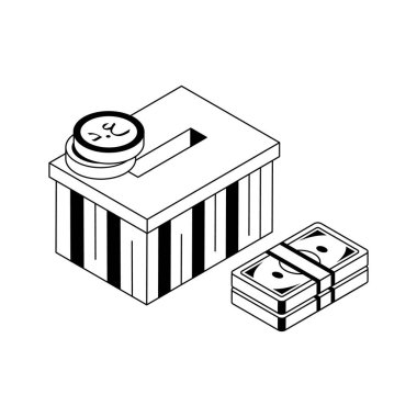 Bu para bağış kutusunun izometrik stil simgesini al