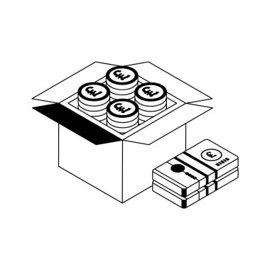 Sterlin kutusunun modaya uygun izometrik biçim simgesi, düzenlenmesi kolay