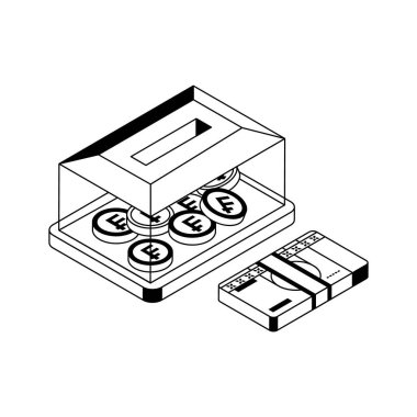 Para kutusunun görsel olarak bağlanan izometrik simgesi