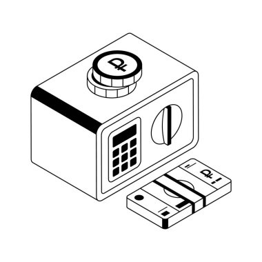 Güvenli dijital dolabın birinci sınıf izometrik simgesi