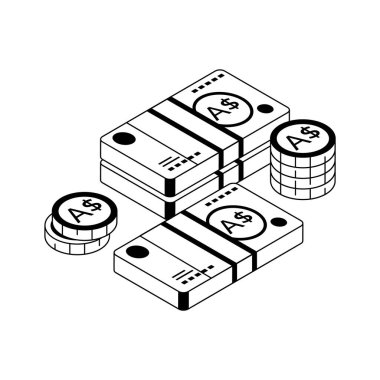 Avustralya dolarlarının son moda izometrik ikonu