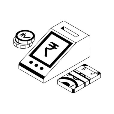 Fatura gönderme uçbirim aygıtını temsil eden premium izometrik simge