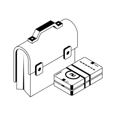 Bu izometrik para çantası simgesine bir göz atın