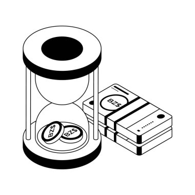 İnanılmaz bir izometrik simge zamanın para olduğunu gösteriyor