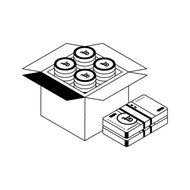 Para kutusunu gösteren izometrik simge görsel olarak bağlanıyor