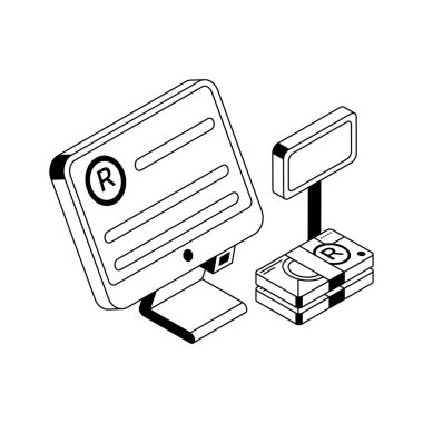 Çıkış sayacı ödemesinin modern izometrik simgesi