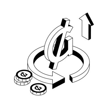 Nakit para ödülü konseptini gösteren bu izometrik simgeyi yakala