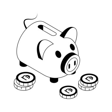 Piggy Bank Tasarruf 'un izometrik simgesini al.