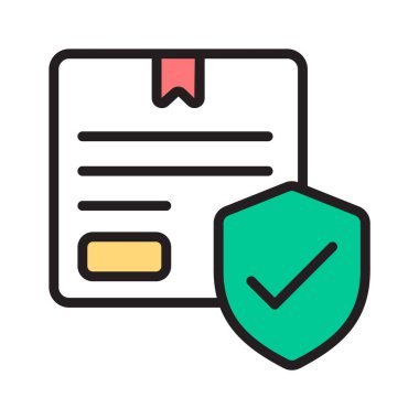 Kalkanlı güvenli paket gösteren yaratıcı bir çizgi simgesi