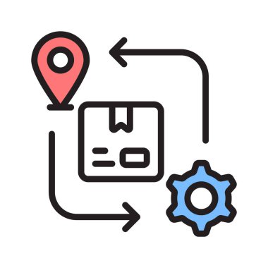 Teslimat yönetim sürecini gösteren kullanışlı bir satır simgesi