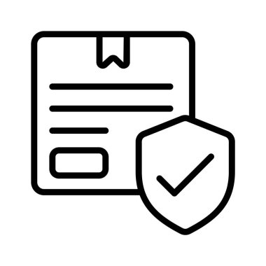 Yaratıcı olarak tasarlanmış glyph simgesi kalkanlı güvenli paketi gösterir