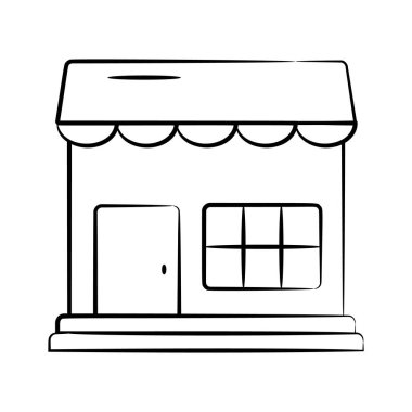 Atölye binasını gösteren iyi tasarlanmış bir karalama tarzı simgesi