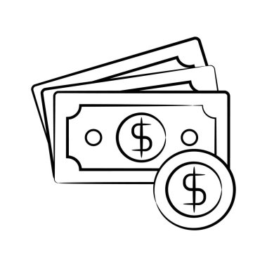 Ödeme parasını gösteren el çizimi biçim simgesini kullanmak kolay