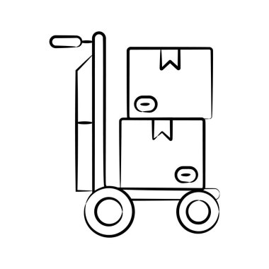 Özel bir depo arabası ikonu. Karalama tarzında dizayn edilmiş.