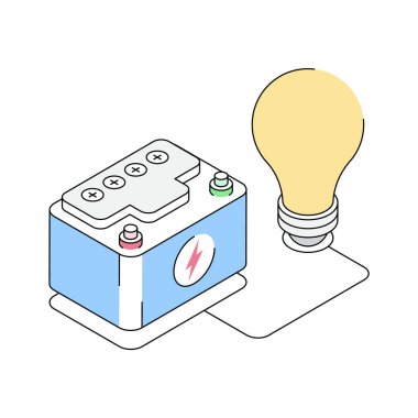 Yeniden şarj edilebilir ışık gösteren son izometrik simge