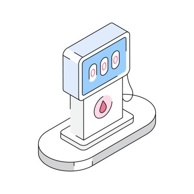 Biyoyakıt istasyonunu gösteren birinci sınıf izometrik taslak simgesi