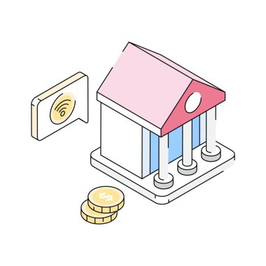 Akıllı bankacılık ve finansmanın modern izometrik simgesi