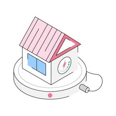 Ev gücünün izometrik simgesine bir göz atın.