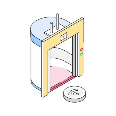 Asansör açık kapısının görsel olarak izometrik simgesi