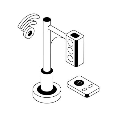 Bu trafik sinyalinin izometrik simgesini kablosuz sinyallerle yakala