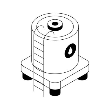 Merdiveni olan izometrik bir su tankı.