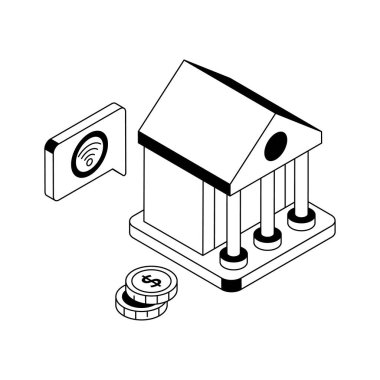 Akıllı bankacılık ve finansmanın modern izometrik simgesi