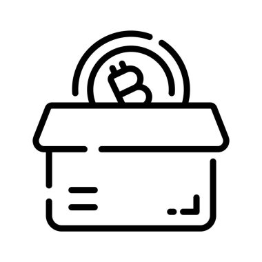 Bitcoin kutusunun iyi hazırlanmış doğrusal simgesi