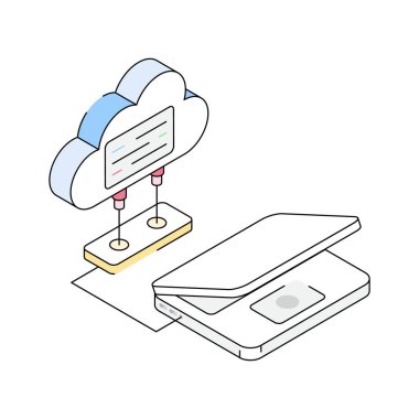 Bulut bağlantısını gösteren bu premium izometrik simgeyi yakala