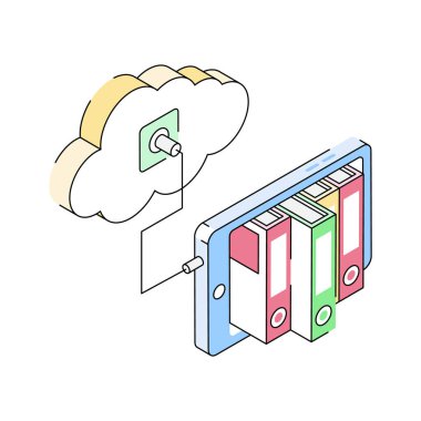 Mobil bulut simgesi izometrik tarzda yaratıcı olarak tasarlandı