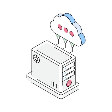 Bulut hesaplama teknolojisinin izometrik simgesini indir