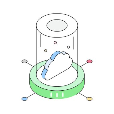 Bulut ağının kullanışlı izometrik ana hat simgesi