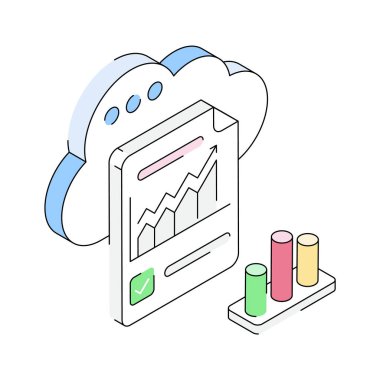 İzometrik tarzda dizayn edilen bulut raporunun simgesini düzenlemek kolay