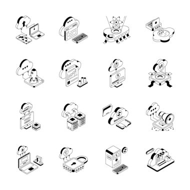 Bu modern bulut teknolojisi ikon koleksiyonunu alın