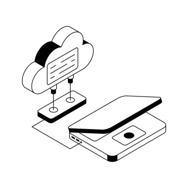 Bulut bağlantısını gösteren bu premium izometrik simgeyi yakala