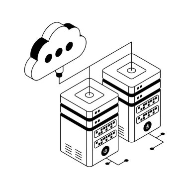 Bulut sunucularını tasvir eden iyi tasarlanmış bir izometrik simge