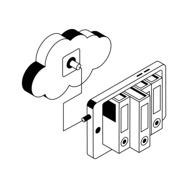 Mobil bulut simgesi izometrik tarzda yaratıcı olarak tasarlandı