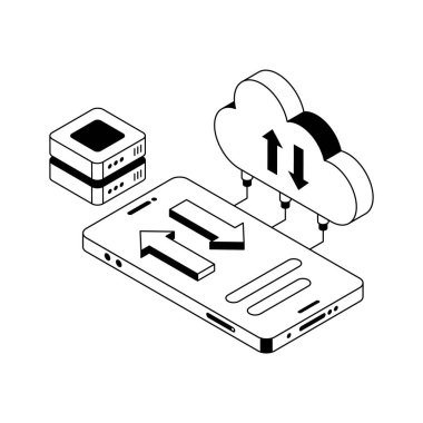 Bulut transferini gösteren birinci sınıf izometrik simgemize bakın.